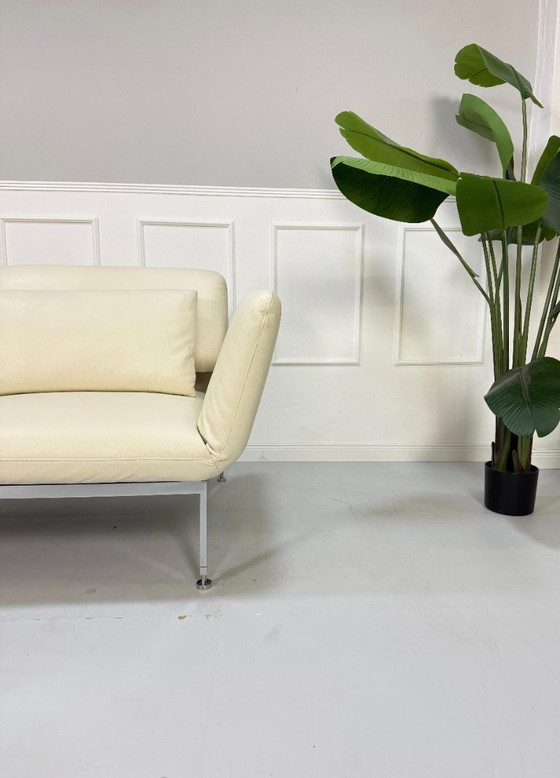 Image 1 of Brühl Roro Sofá de diseño de cuero blanco crema Sofá cama Sofá de invitados