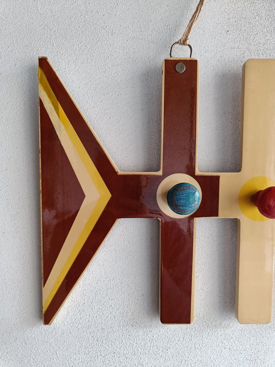 Image 1 of Appendiabiti in legno stile Mid-Century Modern, a forma astratta di pesce, Italia, anni '60