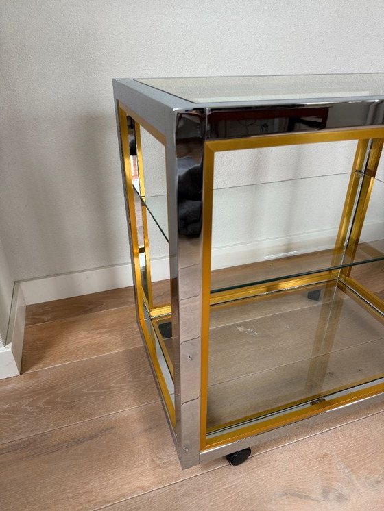 Image 1 of Carrello, carrello di servizio, vetro ottone cromato italiano Renato Zevi