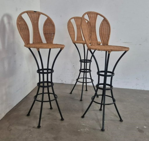 Rattan bar stool from the 1970s