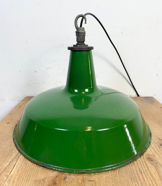 Image 1 of Industrial Green Enamel Factory Pendant Lamp from Revo, 1950s