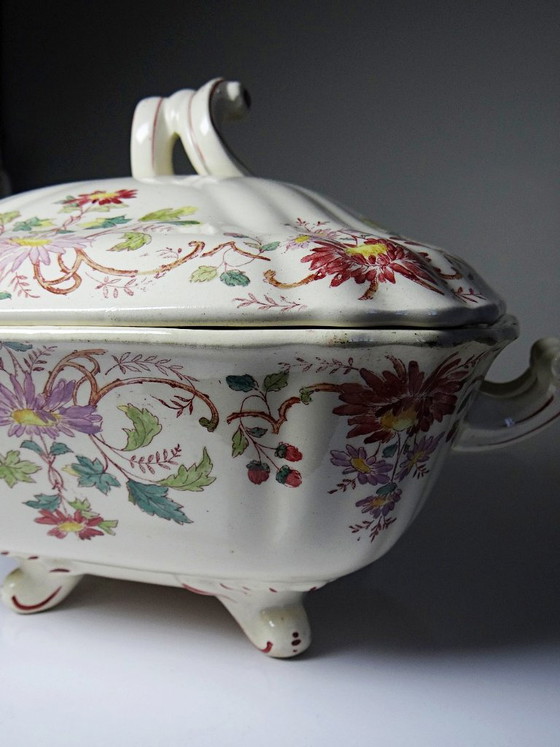 Antike Longchamp Suppen-/Gemüseschüssel aus Steingut mit Gänseblümchenmuster – Geschirr, Ceramic, Vintage (photo 5 of 15)