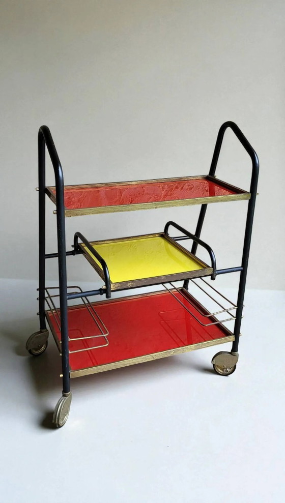 Credenza / Bar / Scaffale anni '60 – Carrelli bar, Metal, Glass, Vintage (photo 4 of 8)