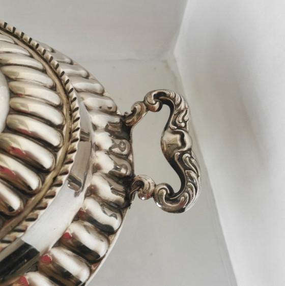 Solid .925 Sterling Silver Gadrooned Tureen – Alfredo Montejo Style – c. 1940-1960 – Table accessories (photo 4 of 14)