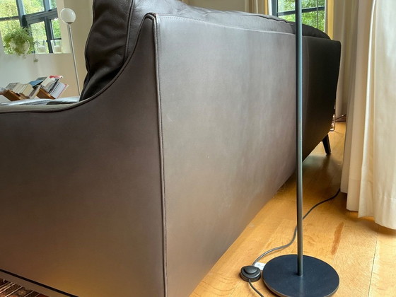 Image 1 of 1 x three-seater, 1 x two-seater + footstool, dark brown leather, by Durlet, salon Aspe leather Elite 8205.