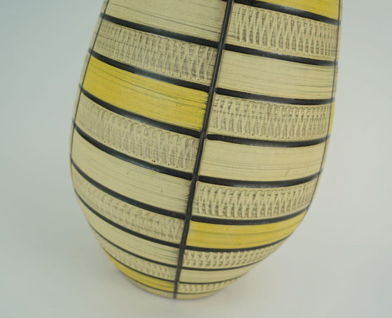 Image 1 of large west german mid century vase 1950s FLOOR VASE model no. 103/40 with scraffito decoration