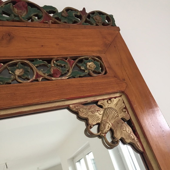 Image 1 of Miroir italien antique en bois sculpté à la main