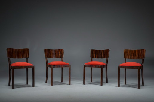 Chaises de salle à manger Art déco en Makassar, années 1930, lot de 4