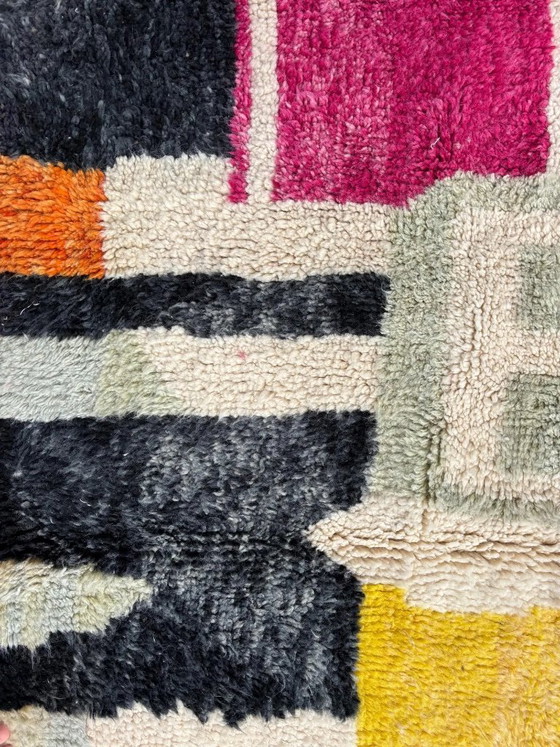 Image 1 of TAPIS MAROCAIN BERBERE 200x260 cm , Tapis coloré Beni Ourain, Tapis en laine fait main, Tapis shaggy, Tapis berbère décoratif, T