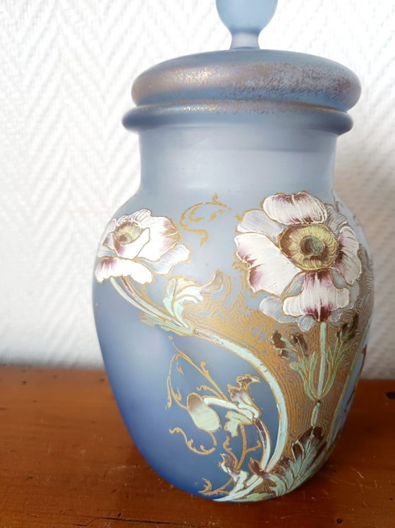 Image 1 of Art Nouveau covered vase with anemones