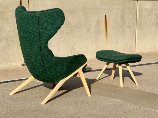 CASSINA P22 Sillón + Otomana diseño PATRICK NORGUET verde | fresno