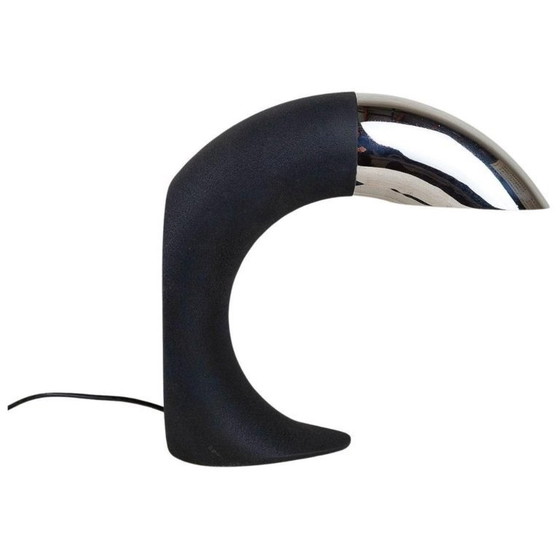 Image 1 of Lampe de table circulaire Fratelli Martini en acier noir et aluminium