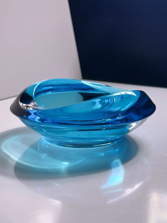 Image 1 of Posacenere vintage boemo Rudolf Jurnikl Sklo Union ciotola in vetro azzurro CZ anni '60-'70