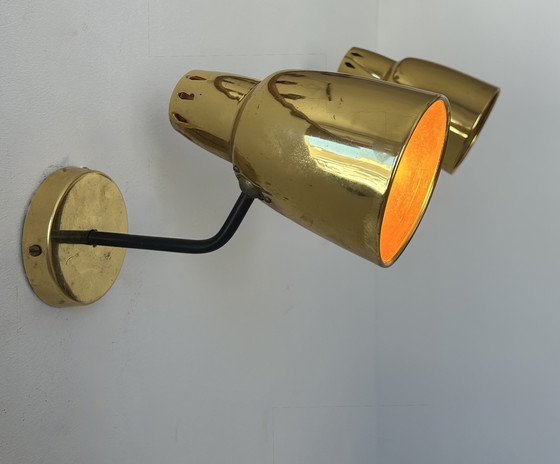 Image 1 of Coppia di lampade da parete vintage regolabili, ottone, Francia anni '60