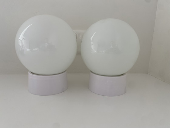 Set of 2 Wintop Vintage Globe Lamps – 60s/70s - Space Age – Ceiling lights, Plastic, Glass (photo 2 of 8)