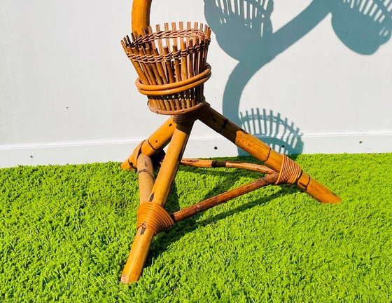 Image 1 of Supporto per piante a forma di serpente in bambù anni '50 * Vintage* Porta piante