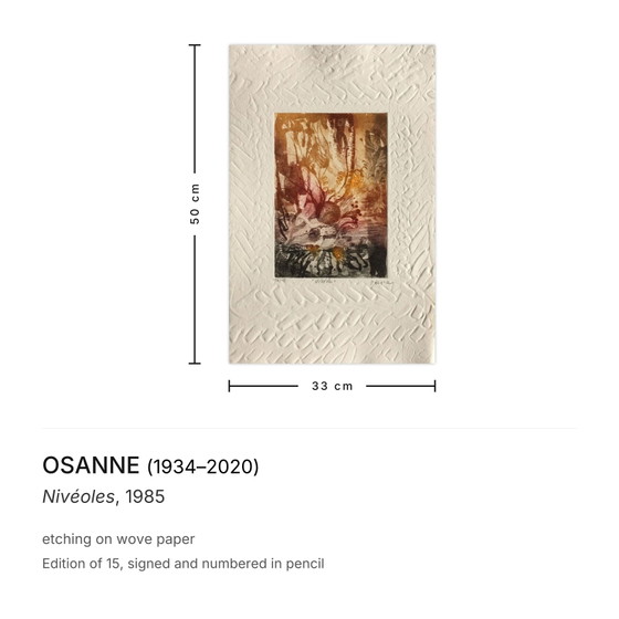 Osanne, gesigneerde ets, Nivéoles, 1985 – Litho's & Zeefdrukken, Paper (photo 3 of 5)