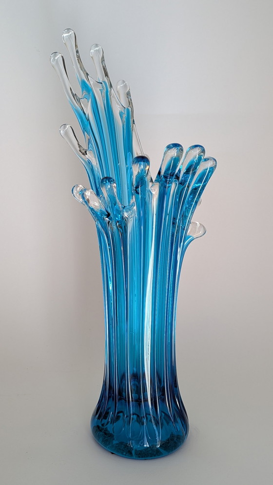 Image 1 of Sculptural Murano Glass Vase in Blue – 45 cm Italian Design
