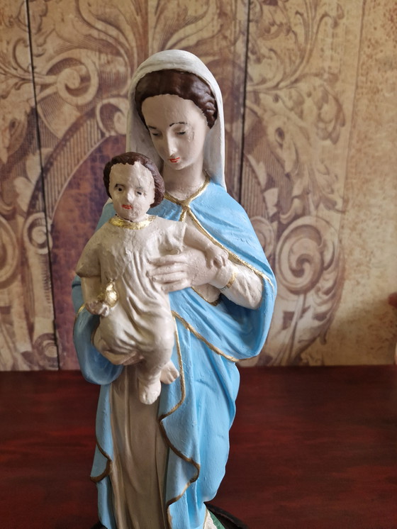 Image 1 of Antique bell jar with Mary and Jesus