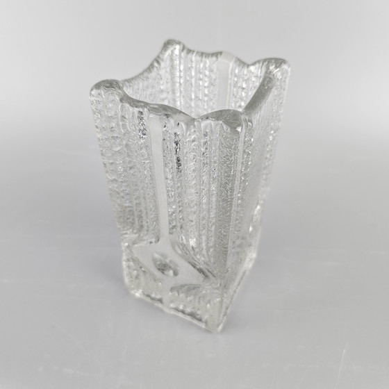 Image 1 of Vintage Glass Vase Made By Nybro Glasbruk, Sweden. Rectangular Vase. Brutalist.