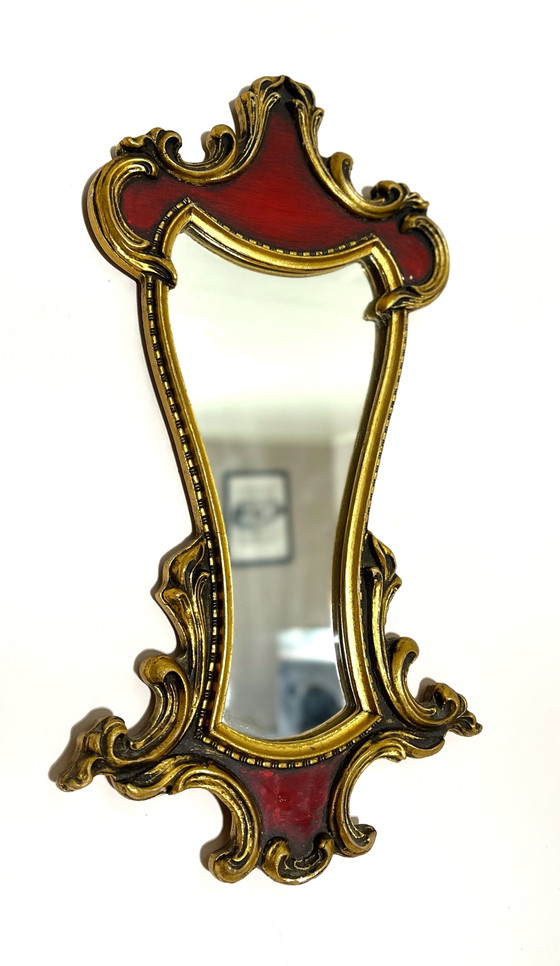Miroir Mural Vintage Style Rococo-Baroque Rouge Doré (50cm) – Glass, Other (photo 6 of 6)