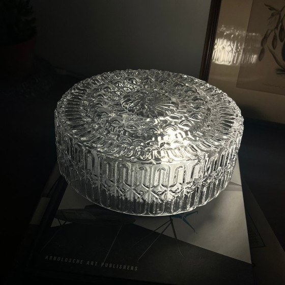 Applique Murale Ronde Plafonnier Verre Transparent Luminaire Ancien Vintage 1970 1980 – Appliques murales (photo 8 of 9)
