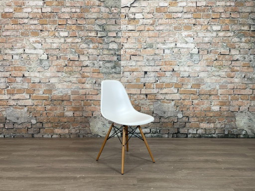 Vitra DSW Wit/Hout - MEER OP VOORRAAD – eetkamerstoelen, Metal, Plastic