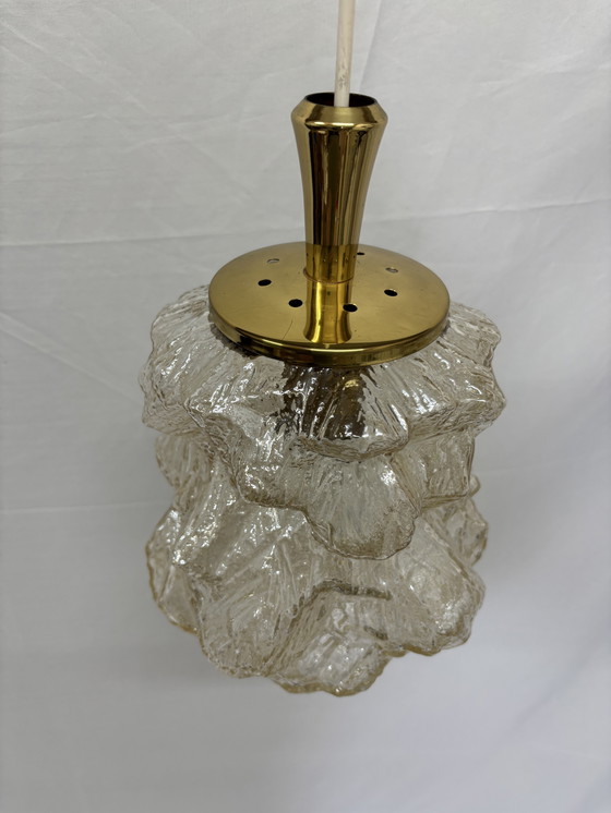 Image 1 of Vintage Peill & Putzler "Alaska" pendant lamp ice glass 1970
