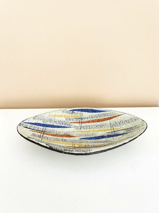 Plato Ovalado Ruscha Keramik: Cerámica de Pinceladas Abstractas de los Años 50, Era del Diseño Atómico (foto 2 de 12)