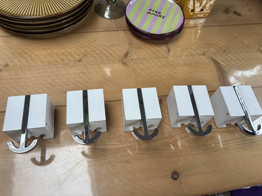 5 x Pieper Concept Wandhaken, Kleiderhaken, Ancora weiße Garderobe