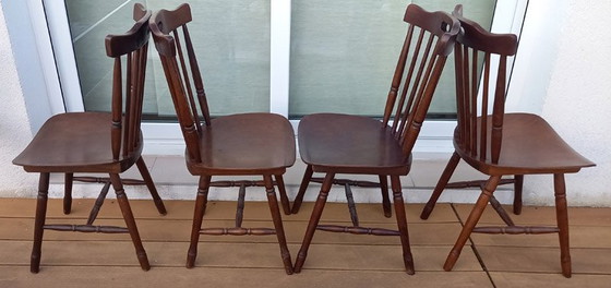 Image 1 of 4x Chaises Bistrot Western Vintage