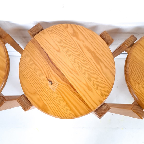 Image 1 of 6x vintage kruk grenenhout jaren 70 mid century modern