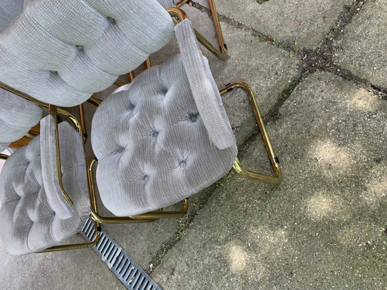 Vintage Italian Dining Chairs in Brass, 1970s, Set of 4, Dining set, Mid Century Modern (photo 2 of 14)