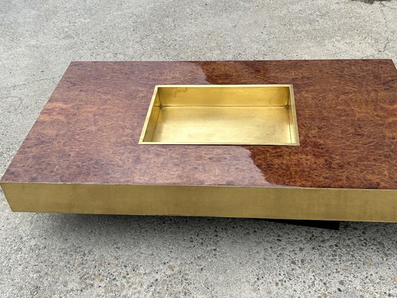 Willy Rizzo salontafel van wortelnotenhout en messing, 1970 – Brass (photo 10 of 10)