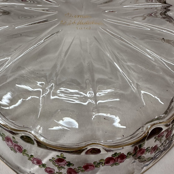 Image 1 of Antique French hand-painted glass bowl “Damon Paris” – ca. 1900 – gilded