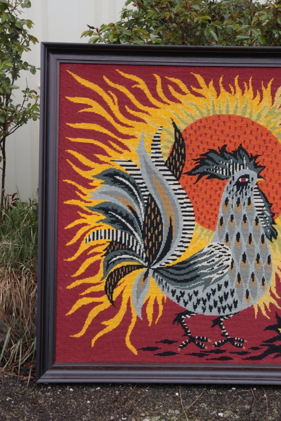 Image 1 of Large Vintage Art Deco Canvas Tapestry in the style of Jean Lurçat, 1950