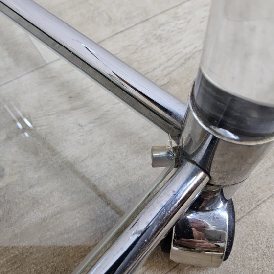 Vintage glass and chrome drinks trolley / tea trolley / side table (mobile) – Bar carts (photo 13 of 14)