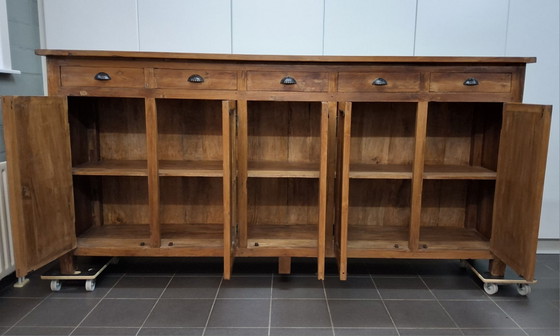 Splendida credenza in teak massiccio, lunghezza 256 cm, Credenze, Metallo, Legno, Nero (foto 6 di 15)