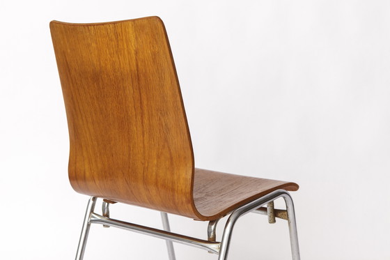 Image 1 of 1 of 4 Vintage 1970s Teak & Metal Stacking Chair, Germany – Set of up to 4 Available