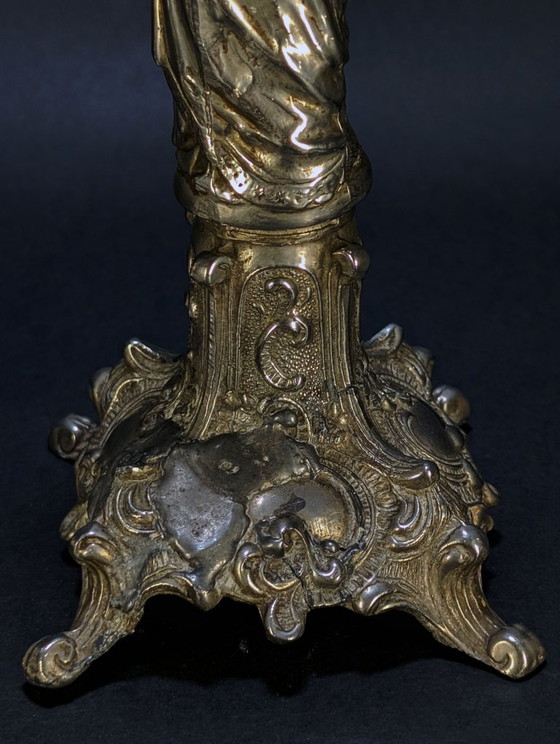 Antique Religious Candlesticks – Candle holders, Metal, Silver (photo 6 of 8)