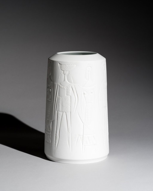 Raro CUNO FISCHER Hutschenreuther Bisque Porcelana Florero 1969 H33cm D21cm