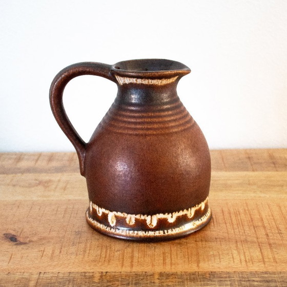 Image 1 of Brown and white vintage West German jug/vase: ceramic pitcher from the 1970s