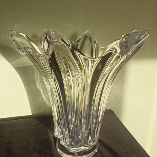Impresionante jarrón de cristal vintage – Art Vannes Francia – década de 1960 (4,42 kg)