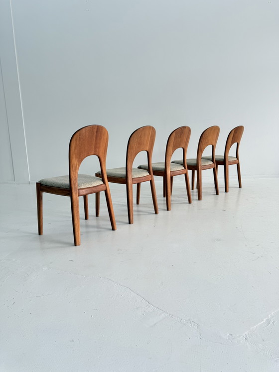 Set van 5 vintage ‘Morten chairs’, Koefoeds Hornslet ‘70 – Eetkamerstoelen, Wood, Wool (photo 6 of 9)