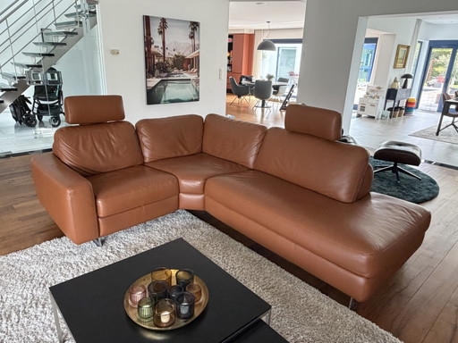 ROM cognac leather corner sofa 270x210 with reclining function (2023)