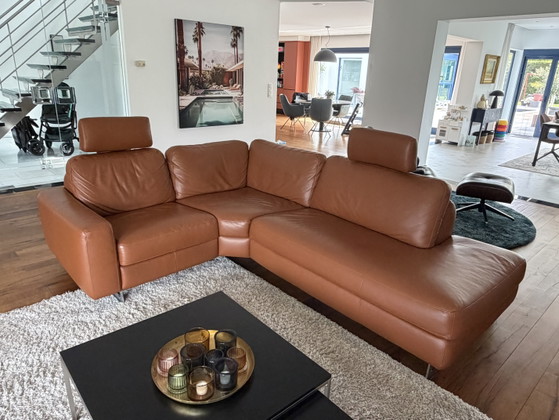 Image 1 of ROM cognac leather corner sofa 270x210 with reclining function (2023)