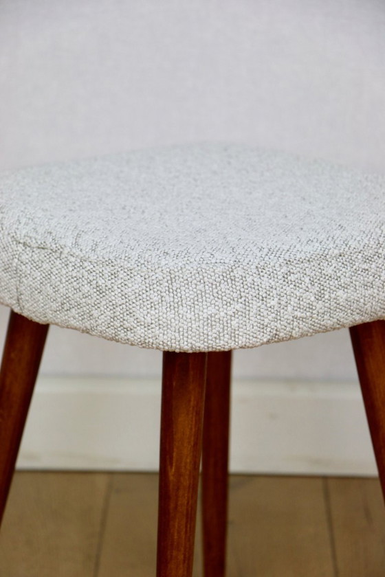 Image 1 of White-cream square stool Ivory vintage PRL 1970s