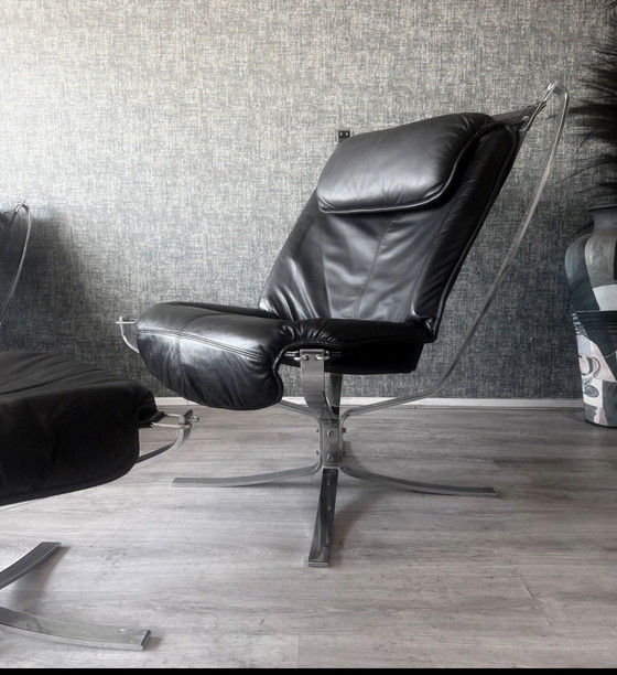 Image 1 of Fauteuil et repose-pieds Vintage Falcon – Sigurd Resell – Chrome