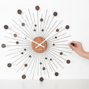 Karlsson Mid-Century Modern Sunburst Wall Clock – Teak & Metal – Ø 48 cm