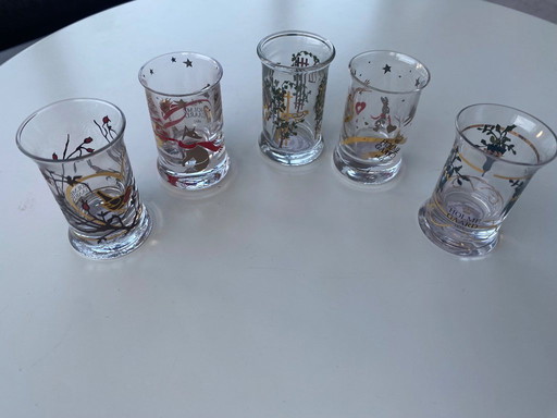 5 stuks borrel glaasjes Holmegaard